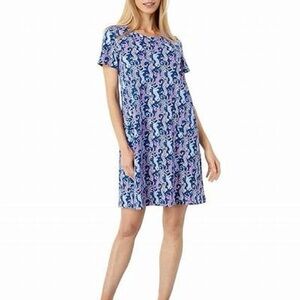 Lilly Pulitzer Blue A-line Mini Dress with Bateau Neckline
